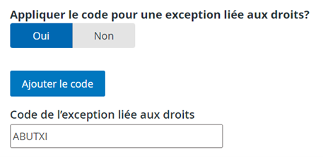 Appliquer le code pour une exception-liée aux droits